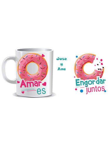 Taza amar es engordar juntos