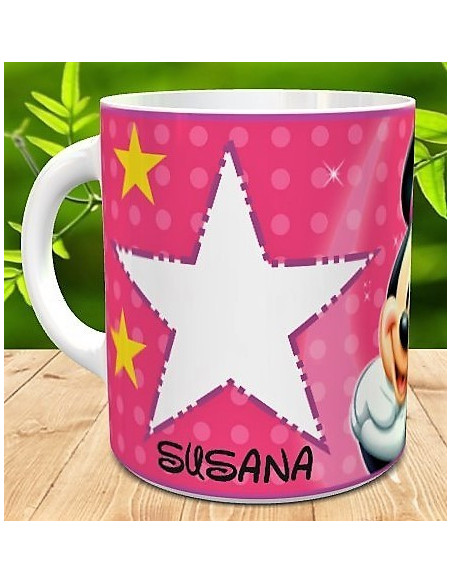 Taza Minnie Mouse con foto y nombre
