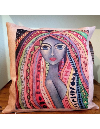 Cojín tacto cuero personalizado (tono rosa)