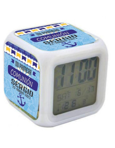 Reloj despertador con luz de colores