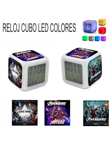 Reloj despertador con luz de colores
