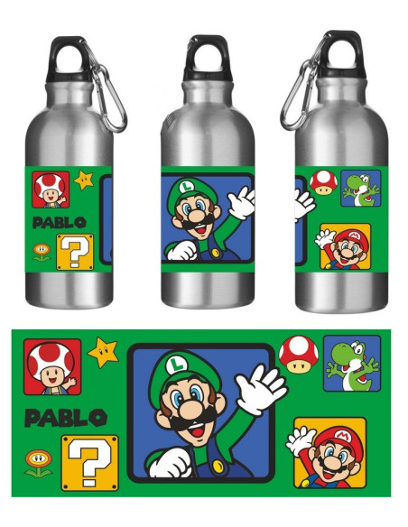 Cantimplora personalizada de aluminio MARIO Y LUIGI