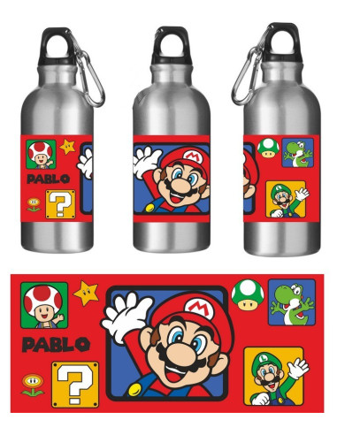 Cantimplora personalizada de aluminio MARIO Y LUIGI
