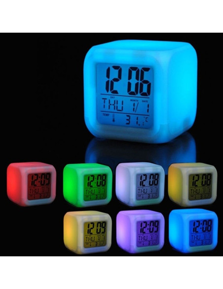 Reloj despertador MIKECRACK con luz de colores