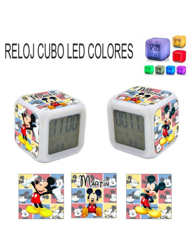 Reloj despertador MICKEY con luz de colores