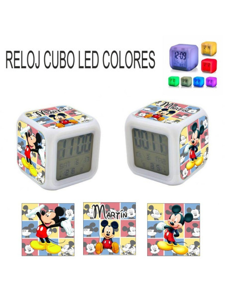 Reloj despertador MICKEY con luz de colores