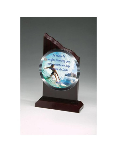 Trofeo madera + cristal