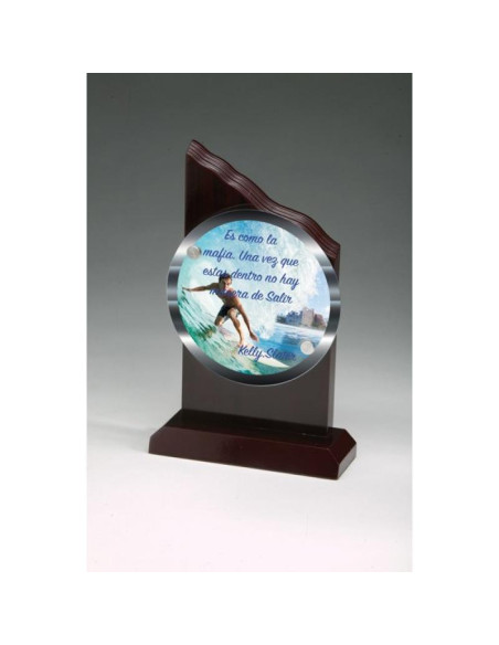 Trofeo madera + cristal