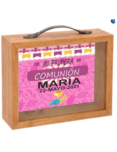 Hucha de madera regalo comunión (CHICA)