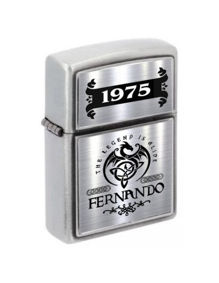 Mechero tipo ZIPPO con nombre y año