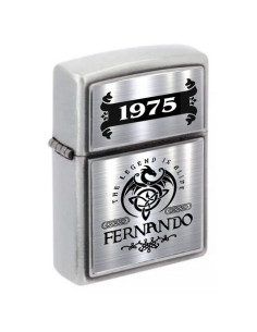 Pack pitillera + Mechero tipo ZIPPO con nombre y año 2