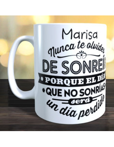 Taza nunca te olvides de sonreir
