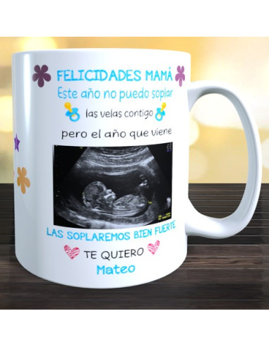 Taza cumple mama ecografía bebe