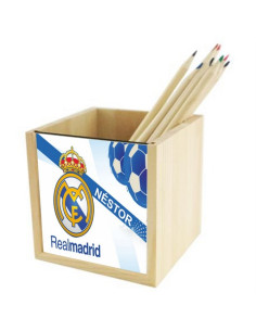 PACK Portalápices madera Real Madrid + Alfombrilla 2