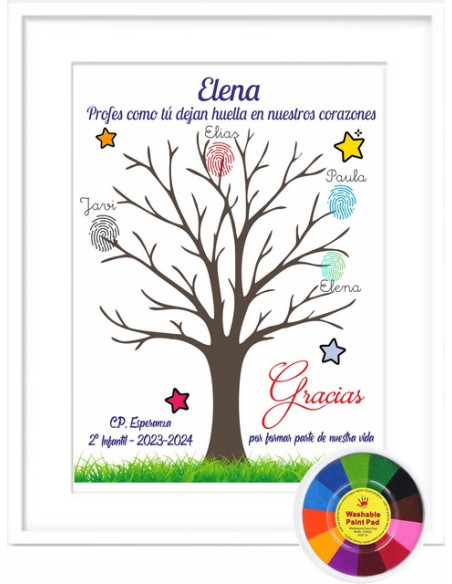 Arbol huellas regalo profe