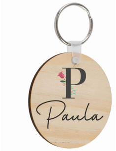 Llavero redondo madera natural 2