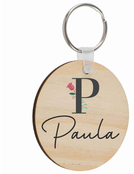 Llavero redondo madera natural