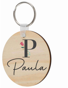 Llavero redondo madera natural