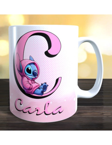Taza Stitch Inicial+nombre
