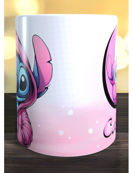 Taza Stitch Inicial+nombre