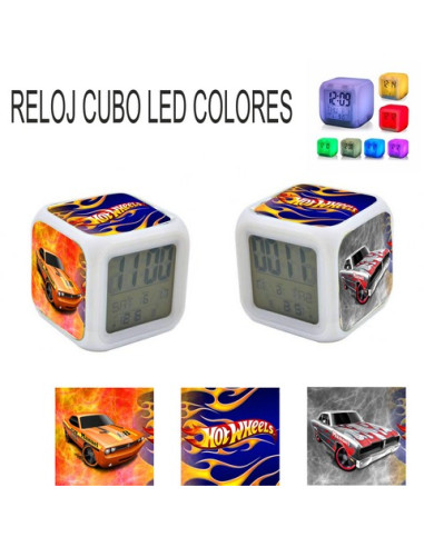 Reloj despertador HOT WHEELS con luz de colores
