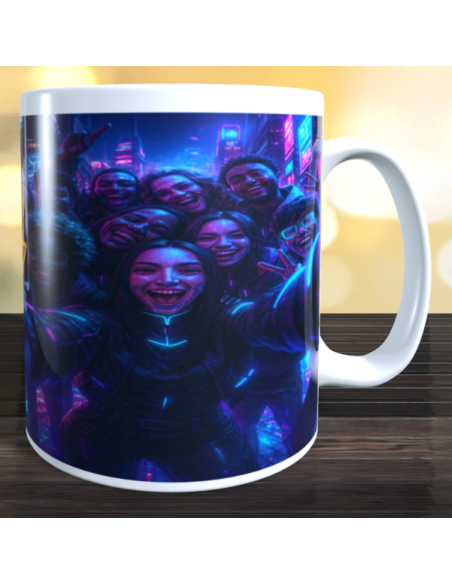 Taza foto estilo cyberpunk usando ia
