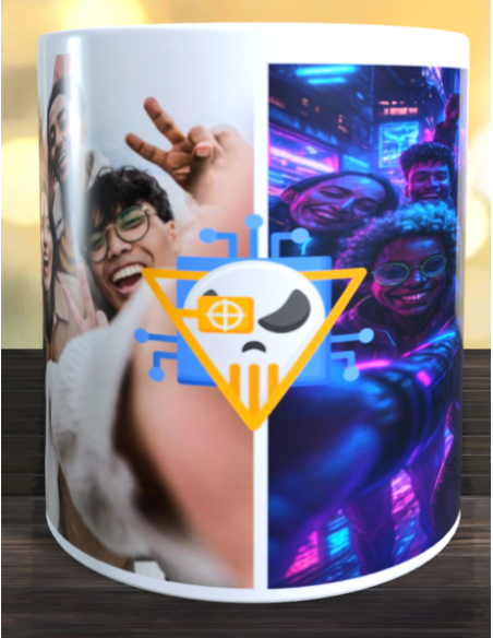 Taza foto estilo cyberpunk usando ia