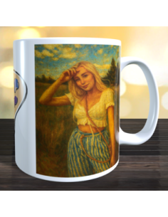 Taza foto estilo pintura al oleo usando ia