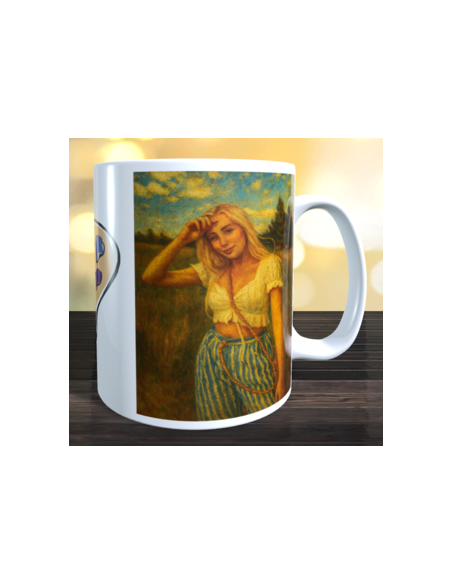 Taza foto estilo pintura al oleo usando ia