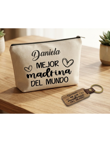 Pack Neceser+llavero mejor madrina del mundo