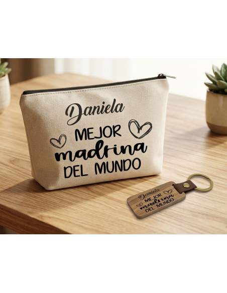 Pack Neceser+llavero mejor madrina del mundo