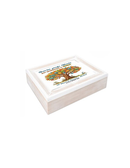 Caja madera regalo PROFE hojas (nuevo modelo)