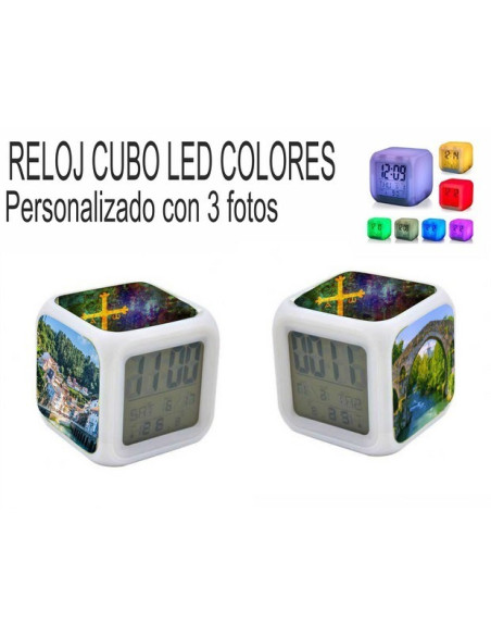 Reloj despertador con luz de colores