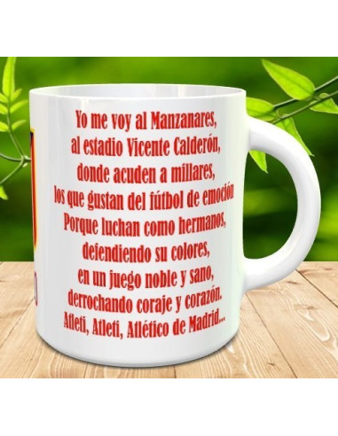 Taza Athletico de Madrid con nombre  e himno