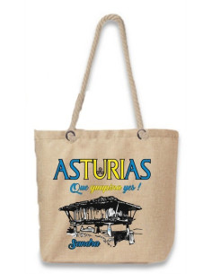 Bolsa de tela beige con asas de cuerda