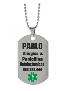Colgante con alergias o enfermedades