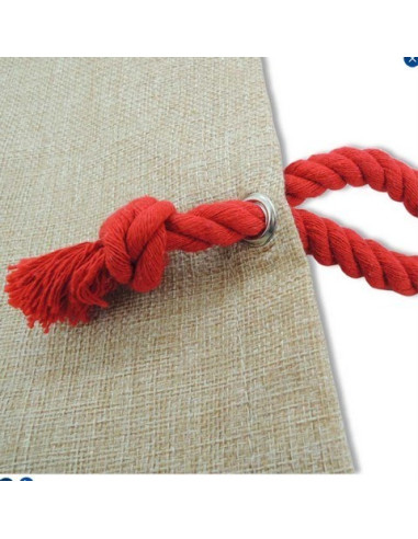 Bolsa de tela beige con asas de cuerda