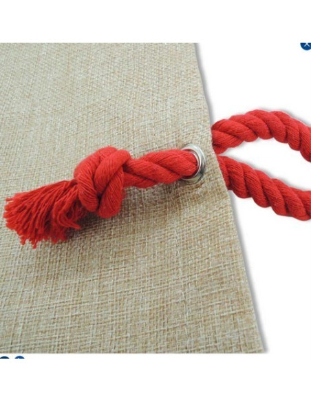 Bolsa de tela beige con asas de cuerda