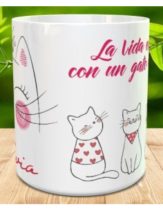 Taza la vida es mejor con un gato 2