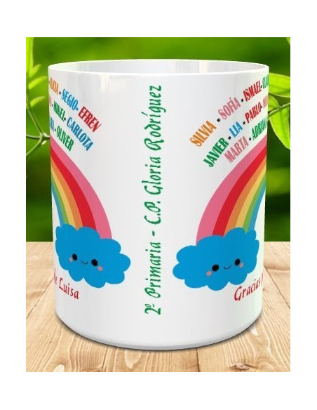 Taza Gracias profe arcoiris