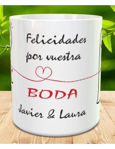 Taza felicidades por vuestra boda