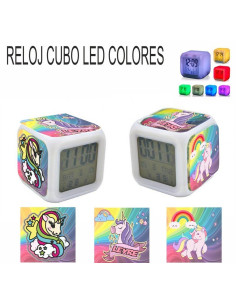 Reloj despertador UNICORNIOS con luz de colores 2