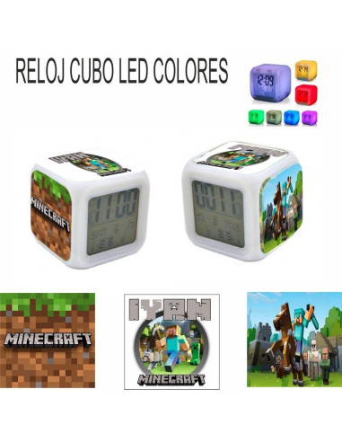 Reloj despertador con luz de colores